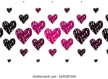 Light Pink vector background with Shining hearts. Beautiful abstract hearts on colorful gradient background. Pattern for valentine's ad, booklets.