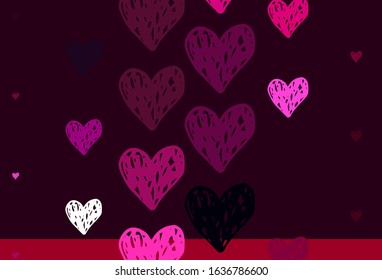 Light Pink vector background with Shining hearts. Smart illustration with gradient hearts in valentine style. Template for Valentine's greeting postcards.