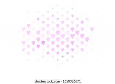 Light Pink vector background with Shining hearts. Shining illustration with hearts on abstract template. Template for Valentine's greeting postcards.
