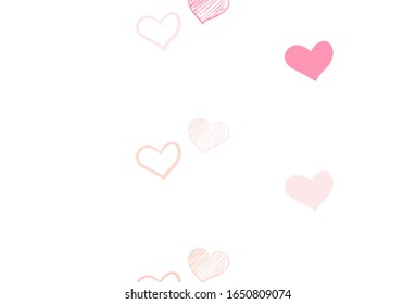 Light Pink vector background with Shining hearts. Beautiful abstract hearts on colorful gradient background. Template for Valentine's greeting postcards.