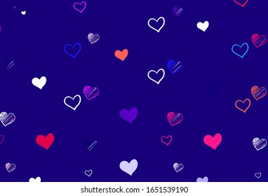 Light Pink vector background with Shining hearts. Beautiful colored illustration with hearts in celebration style. Design for ad, poster, banner of Valentine Day.