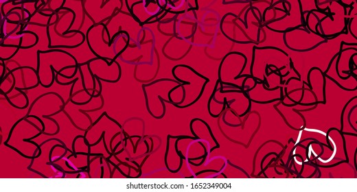 Light Pink vector background with Shining hearts. Hearts on blurred abstract background with colorful gradient. Pattern for carnival, festival romantic leaflets.
