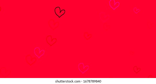Light Pink vector background with Shining hearts. Beautiful colored illustration with hearts in celebration style. Design for your business advert of anniversary.