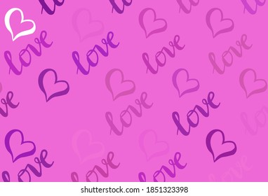 Light Pink vector background with Shining hearts. Shining illustration with hearts on abstract template. Pattern for carnival, festival romantic leaflets.