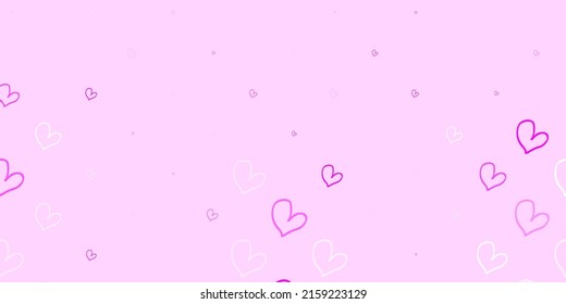 Light Pink vector background with Shining hearts. Colorful feminism symbols with a gradient in modern style. Simple design for your web site.