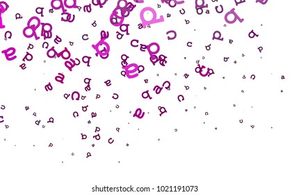 Light Pink vector background with signs of alphabet. Shining illustration with ABC symbols on abstract template. The pattern can be used as ads, poster, banner for books.