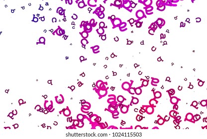 Light Pink vector background with signs of alphabet. Abstract illustration with colored latin alphabet. The pattern can be used for school, grammar websites.