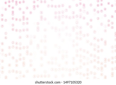 Light Pink vector background with signs of numerals. Modern geometrical illustration with numerals. Best design a poster, banner of a math college.