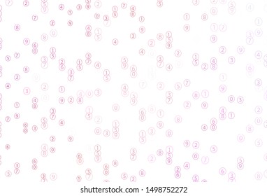 Light Pink vector background with signs of numerals. Illustration with Numeral symbols on abstract template. Pattern for posters, banners of math books.