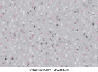 Light Pink vector background with signs of numerals. Colored mathematic signs with gradient on white background. Pattern for posters, banners of math books.