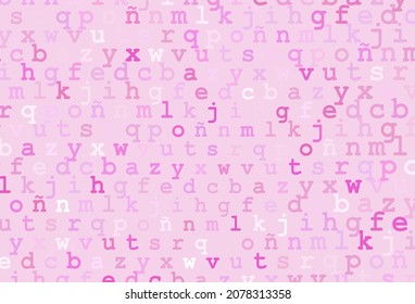 Light pink vector background with signs of alphabet. Blurred design in simple style with signs of alphabet. Best design for your ad, poster, banner of college.