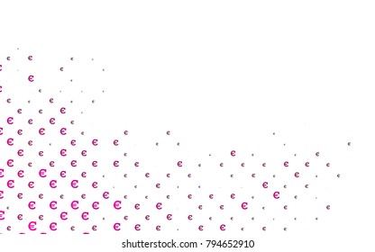 Light Pink vector background with signs of Euro. Shining illustration with signs of Euro on abstract template. Template can be used as a background for ads of markets, loans.