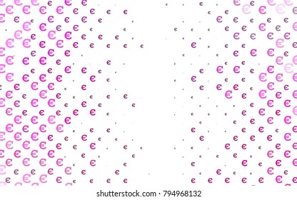 Light Pink vector background with signs of Euro. Blurred design in simple style with symbols of Euro. The pattern can be used for financial, investment websites.