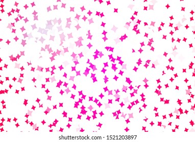 Light Pink vector background with small and big stars. Shining colored illustration with stars. Pattern for astrology websites.