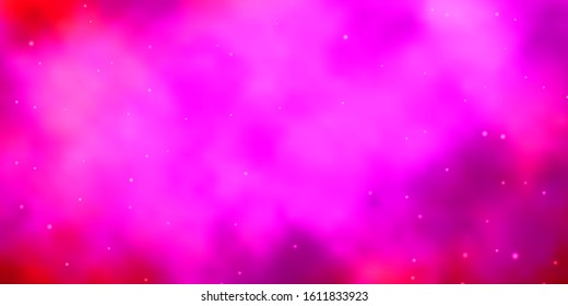 Light Pink vector background with small and big stars. Blur decorative design in simple style with stars. Pattern for new year ad, booklets.