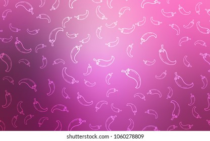 Light Pink vector background with spicy peppers. Blurred decorative design of peppers in doodle style. Pattern for ad, booklets, leaflets of restaurants.