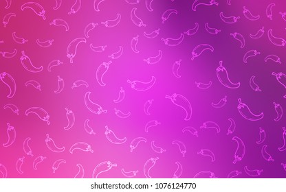 Light Pink vector background with spicy peppers. Beautiful colored illustration with peppers in doodle style. Design for ad, poster, banner of cafes or restaurants.
