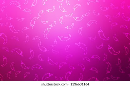 Light Pink vector background with spicy peppers. Blurred decorative design of peppers in doodle style. Template for meal cooking in kitchen.