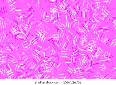 Light Pink vector background with stright stripes, dots. Shining colored illustration with sharp stripes. Template for your beautiful backgrounds.