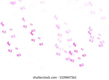 Light Pink vector background with symbols of 30, 50, 90 % sales. Illustration with signs of sales on abstract template. Pattern for ads, posters, banners of sales.