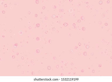 Light Pink vector background with tasty food. Colorful decorative design of snacks in doodle style. Pattern for menu of cafes, bars, restaurants.