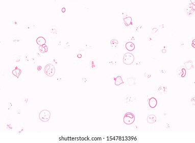 Light Pink vector background with tasty food. Glitter abstract sketch with gourmet food. Pattern for menu of cafes, bars, restaurants.