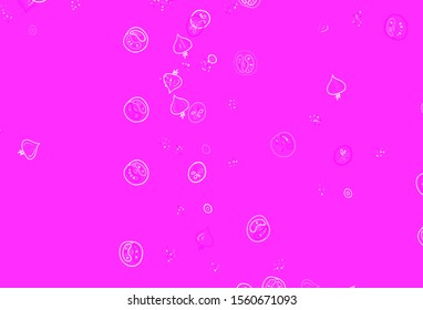 Light Pink vector background with tasty food. Beautiful colorful illustration with food in doodle style. Template for meal cooking in kitchen.