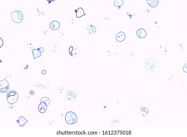 Light Pink vector background with tasty food. Illustration with set of fresh food in doodle style. Doodle design for your business advert of cafes.
