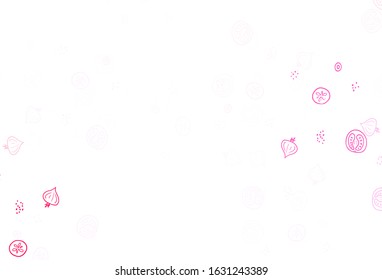 Light Pink vector background with tasty food. Glitter abstract sketch with gourmet food. Pattern for menu of cafes, bars, restaurants.