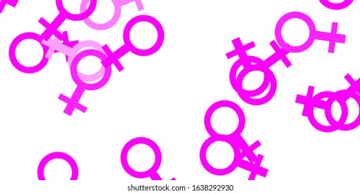 Light Pink vector background with woman symbols. Colorful feminism symbols with a gradient in modern style. Elegant design for wallpapers.