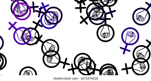 Light Pink vector background with woman symbols. Simple design in abstract style with women’s rights activism. Design for International Women’s Day.