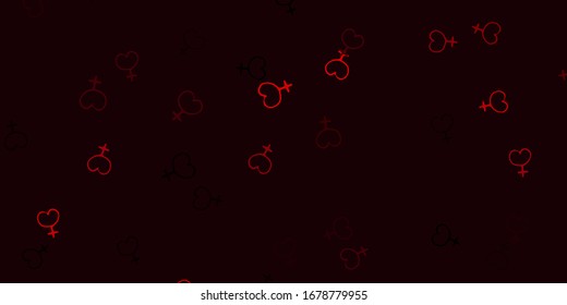 Fondo vectorial rosa claro con símbolos femeninos. Ilustración con signos de fuerza y poder de las mujeres. Diseño elegante para tapizados.