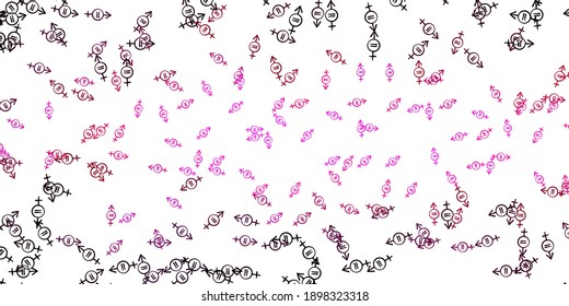 Light Pink vector background with woman symbols. Colorful feminism symbols with a gradient in modern style. Best design to show the power of women.