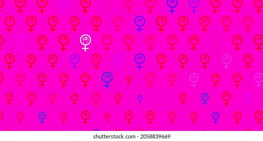 Light Pink vector background with woman symbols. Abstract illustration with a depiction of women power. Background for International Women Day.