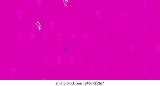 Light Pink vector background with woman symbols. Colorful illustration with gradient feminism shapes. Best design to show the power of women.