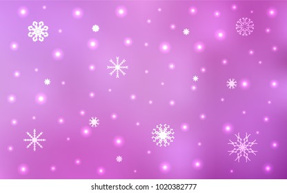 Light Pink vector background with xmas snowflakes. Modern geometrical abstract illustration with crystals of ice. The pattern can be used for new year leaflets.