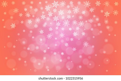 Light Pink vector background with xmas snowflakes. Blurred decorative design in xmas style with snow. The pattern can be used for new year ad, booklets.