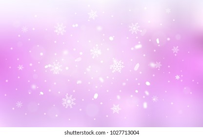 Light Pink vector background with xmas snowflakes. Modern geometrical abstract illustration with crystals of ice. The template can be used as a new year background.