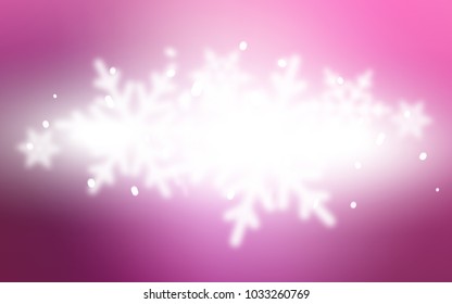 Light Pink vector background with xmas snowflakes. Blurred decorative design in xmas style with snow. The template can be used as a new year background.