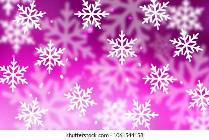 Light Pink vector background with xmas snowflakes. Modern geometrical abstract illustration with crystals of ice. The pattern can be used for year new  websites.