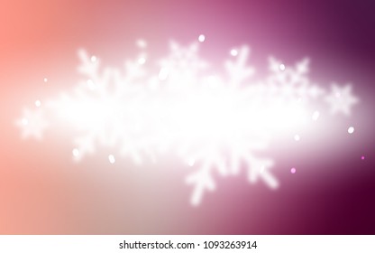 Light Pink vector background with xmas snowflakes. Modern geometrical abstract illustration with crystals of ice. New year design for your ad, poster, banner.