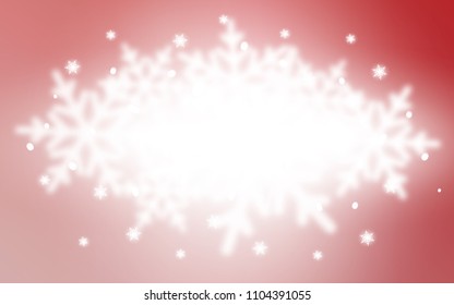 Light Pink vector background with xmas snowflakes. Snow on blurred abstract background with gradient. The pattern can be used for year new  websites.