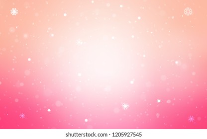 Light Pink vector background with xmas snowflakes. Blurred decorative design in xmas style with snow. The pattern can be used for new year leaflets.