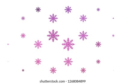 Light Pink vector background with xmas snowflakes. Modern geometrical abstract illustration with crystals of ice. The pattern can be used for new year ad, booklets.