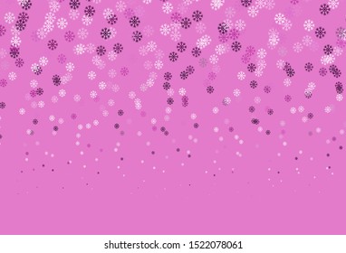 Light Pink vector background with xmas snowflakes. Colorful decorative design in xmas style with snow. Pattern for new year websites.