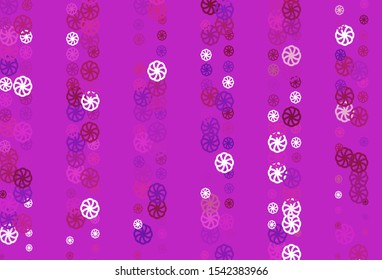 Light Pink vector background with xmas snowflakes. Glitter abstract illustration with crystals of ice. The template can be used as a new year background.