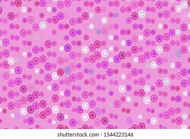 Light Pink vector background with xmas snowflakes. Blurred decorative design in xmas style with snow. The pattern can be used for new year ad, booklets.