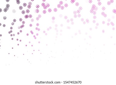 Light Pink vector background with xmas snowflakes. Colorful decorative design in xmas style with snow. Pattern for new year websites.