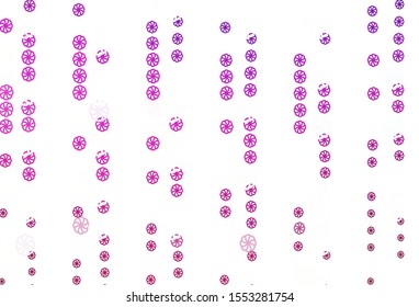 Light Pink vector background with xmas snowflakes. Glitter abstract illustration with crystals of ice. The template can be used as a new year background.