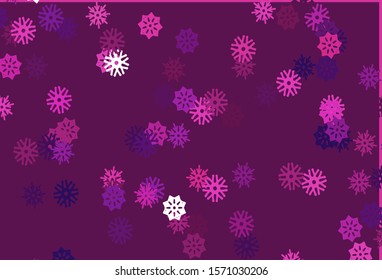 Light Pink vector background with xmas snowflakes. Modern geometrical abstract illustration with crystals of ice. The template can be used as a new year background.